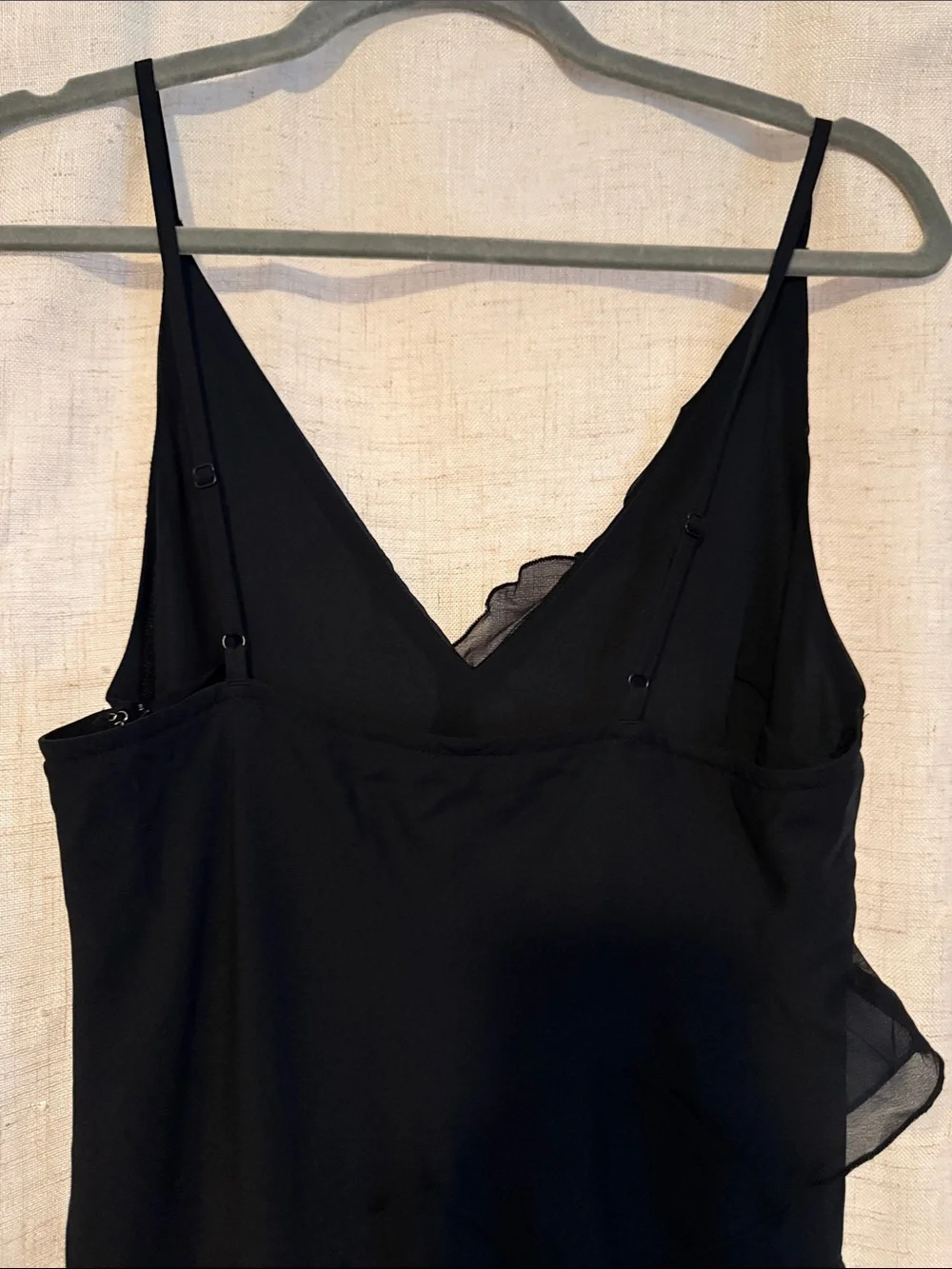 Abercrombie & Fitch Black Ruffle-Trim Maxi Slip Dress